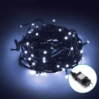 Sznur 5 m 100 LED zimnych lampek choinkowych IP44 z zasilaczem do dekoracji świątecznych