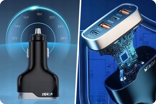 UNIWERSLANY UCHWYT SZYBA DESKA KRATKA MOCNA ŁADOWARKA 4xUSB 40W 2XPD 2XQC na Arena.pl