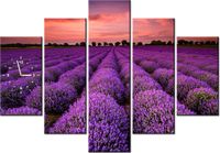 105CM 150CM ZEGAR 5 ELEM OSZAŁAMIAJĄCY KRAJOBRAZ LAWENDĄ DRUK OBRAZ