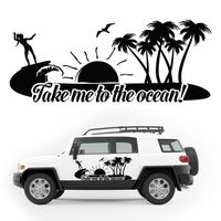 NAKLEJKA NA SAMOCHÓD TERENOWY wodoodporna palmy surfing napis KAMPER 120 cm