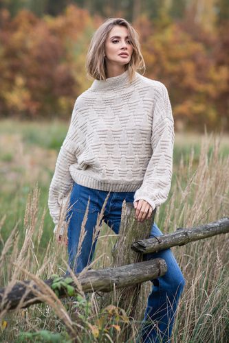 Sweter F835 Beż melanż S/M na Arena.pl