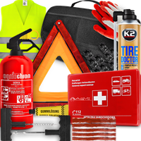 GAŚNICA SAMOCHODOWA APTECZKA TRÓJKĄT ZESTAW DO NAPRAWY OPON WKRĘTY TIRE DOCTOR TORBA