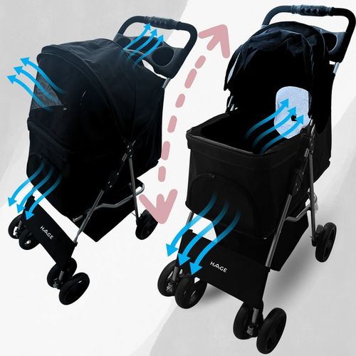 WÓZEK SPACEROWY DLA PSA KOTA Z PODUSZKĄ SKŁADANY TRANSPORTER 20 KG CZARNY na Arena.pl