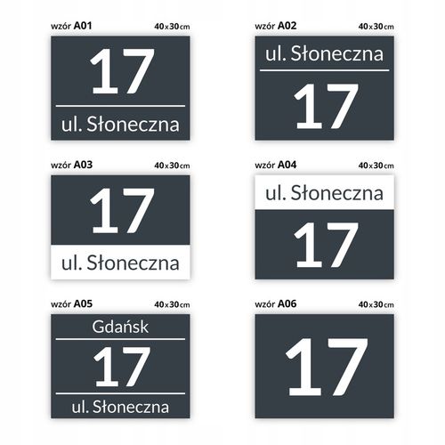 NIERDZEWNY NUMER NA DOM 40x30cm TABLICZKA ADRESOWA ANTRACYT + DYSTANSE na Arena.pl