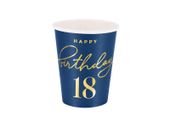 Kubeczki (Kubki), Happy Birthday "18 lat", granatowy, 220 ml, 6 szt.