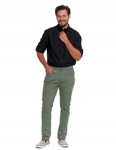 SPODNIE MĘSKIE Eleganckie Chinosy Gładkie z kieszeniami Wygodne MORAJ r. 34 na Arena.pl
