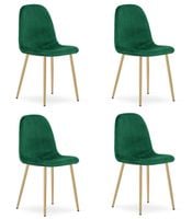 Krzesła welurowe PADVA zielone zestaw 4 szt nogi dąb do jadalni kuchni