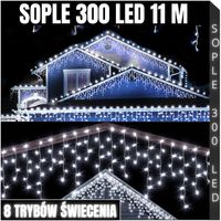 SOPLE ZEWNĘTRZNE 300 LED 8 TRYBÓW IP44 KURTYNA ŚWIETLNA BIAŁY ZIMNY 11M