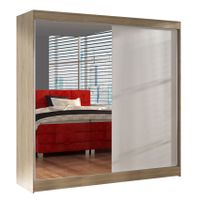 Szafa przesuwna Basti I z lustrem 200cm - garderoba- SONOMA/BIAŁY