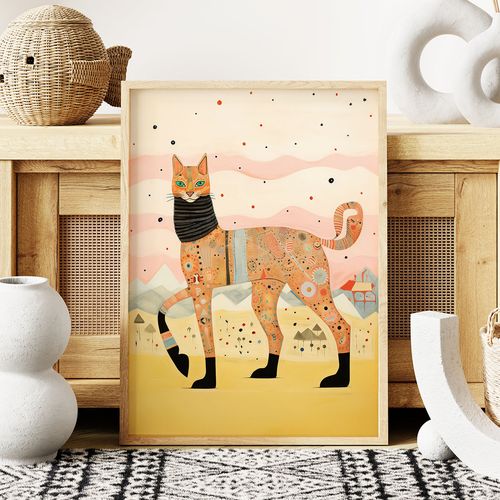 Plakat ilustracja wysoki kot 30x40 cm na Arena.pl