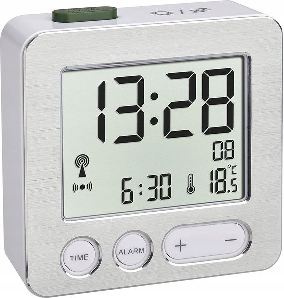 Zegar budzik TFA biały 6,6cm zdjęcie 1