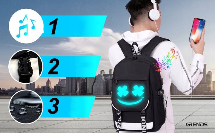 PLECAK SZKOLNY MŁODZIEŻOWY ŚWIECĄCY TORNISTER ODBLASKOWY USB TORBA PIÓRNIK zdjęcie 3