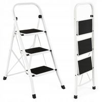 DRABINKA DOMOWA DRABINA 3 STOPNIOWA SKŁADANA 150KG SCHODKI BIAŁA LEKKA