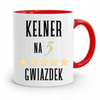 Dla Kelnera Kubek Czerwony Kelner Na 5 Gwiazdek Z Nadrukiem Ze Zdjęciem