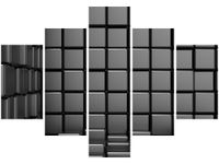 70 100CM OBRAZ 5 ELEM SZARE SZEŚCIANY DRUK PŁÓTNO