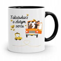 Kubek Czarny Dla Taksówkarza O Złotym Sercu Z Nadrukiem Ze Zdjęciem
