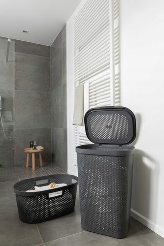 Kosz na Pranie Duży Bieliznę Kufer 60l CURVER Grafitowy Pojemnik Plastikowy na Arena.pl