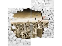 60X60 KWADRAT OBRAZ ZEGAR CITY VIEW CEGŁA KAMIENIE WIDOK OBRAZ