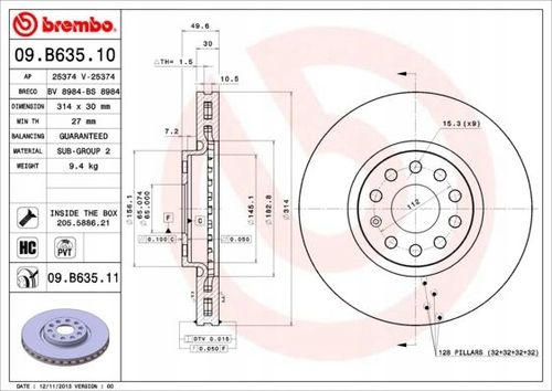 TARCZA HAM PRZOD 314X30 V BREMBO na Arena.pl