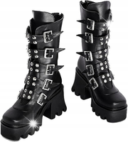 BUTY Damskie czarne gotyckie punkowe na platformie Steampunk roz. 35