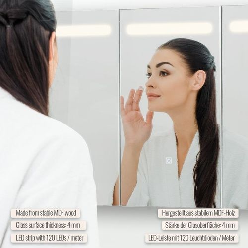 MIADOMODO Szafka z lustrem i oświetleniem LED, 90 x 65 cm na Arena.pl