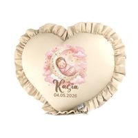 Prezent Personalizowany dla Noworodka Dziewczynki Poduszka Serce + Nadruk