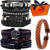 BRANSOLETKA MĘSKA SKÓRZANA ELEGANCKA REGULOWANA ZESTAW 10 SZT. prezent