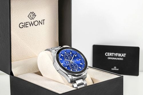 zegarek męski giewont chronograph sapphire srebrno niebieski gw7290-b3 na Arena.pl