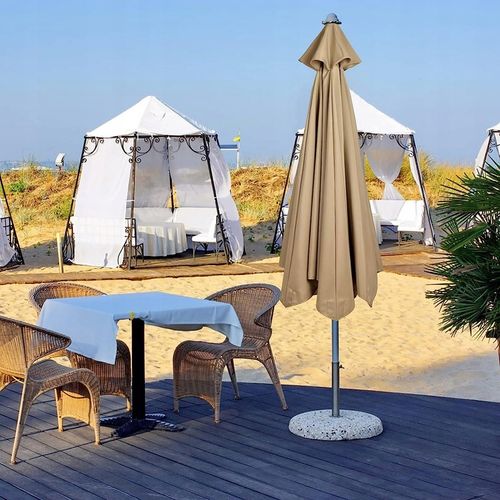 Poszycie wymienne materiał parasola ogrodowego 8 ramion 270cm - khaki na Arena.pl