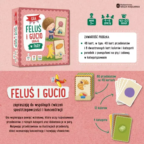 Gra edukacyjna ucząca dzieci logicznego myślenia Feluś i Gucio grają w pary na Arena.pl