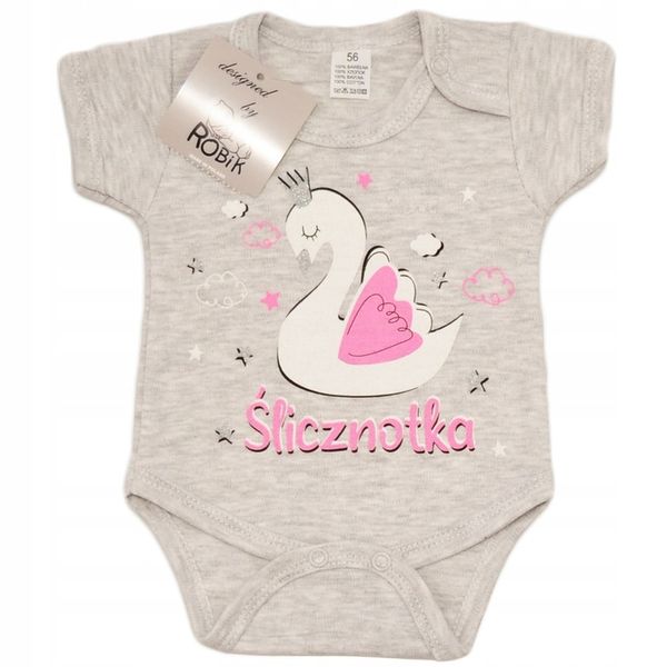 BODY r.98 SZARE wzór 667 ŚLICZNOTKA łabędź zdjęcie 1