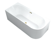 Wanna wolnostojąca przyścienna NAROŻNA PULA Lewa Prążkowana 170 x 75 x 58 cm biała system przelewowy