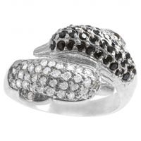 SREBRNY PIERŚCIONEK DELFINKI Z CYRKONIAMI SREBRO PRÓBY 925