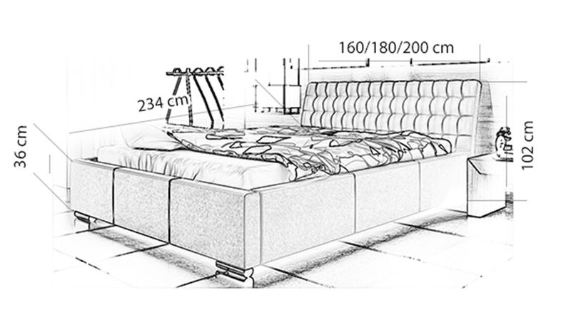 FUNKCJONALNE ŁÓŻKO TAPICEROWANE Z POJEMNIKIEM 160x200 zdjęcie 2