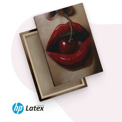 Obraz Czerwone Usta Kobiecy Portret Wiśnia Do Sypialni 50cm x 70cm na Arena.pl