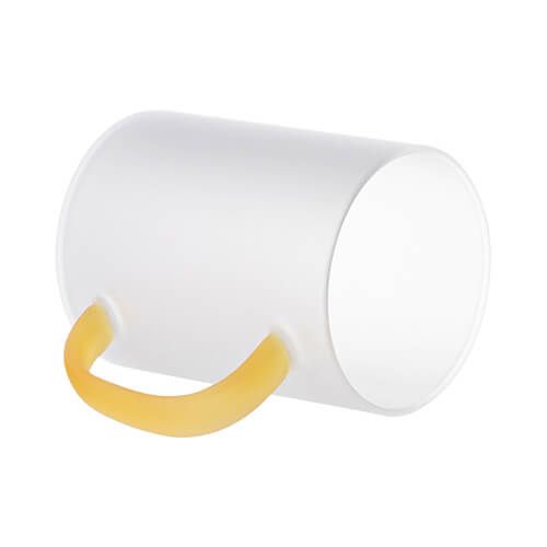 Szklanka 450 ml szroniona z żółtym uszkiem do sublimacji na Arena.pl