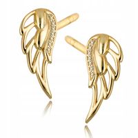 Złote Kolczyki 925 Skrzydła Anioła Wkręty