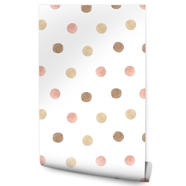 Tapeta Dziecięca W Stylu Boho Akwarelowe KROPKI Pastelowe Groszki zdjęcie 1