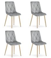 Krzesło tapicerowane welurowe LIBRA jasnoszare do salonu kuchni x4