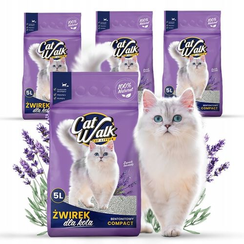 Żwirek bentonitowy dla kota CatWalk Compact Lawendowy 4x5L na Arena.pl
