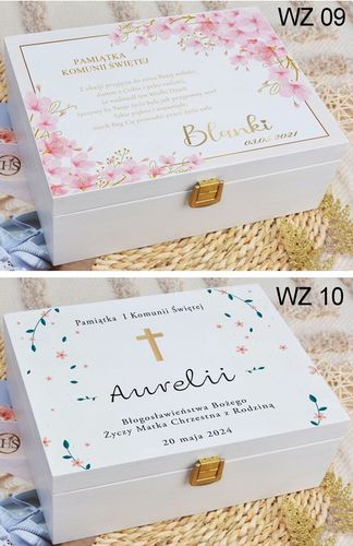 PUDEŁKO białe KOMUNIA prezent NADRUK pamiątka IMIĘ na Arena.pl