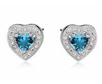 Delikatne rodowane srebrne kolczyki serca serduszka z cyrkoniami srebro 925 Z0760E_AQ