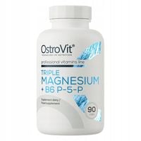 OstroVit MAGNEZ + B6 90 kaps TRZY AKTYWNE FORMY Węglan Mleczan Cytrynian
