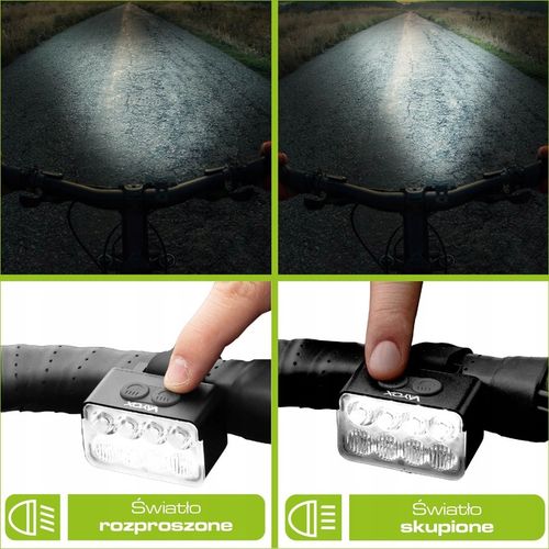 LAMPKA ROWEROWA PRZÓD 8xLED MOCNA JASNA 900LM OŚWIETLENIE ROWER USB-C VAYOX na Arena.pl