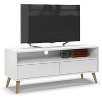 Szafka rtv, stolik pod telewizor, SKAND, 120x40x50, biel, mat | TYLETEGOTU