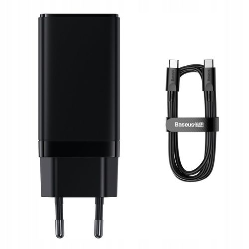 BASEUS SZYBKA ŁADOWARKA SIECIOWA USB 2x USB-C MOCNY ZASILACZ 65W PD QC GaN5 na Arena.pl