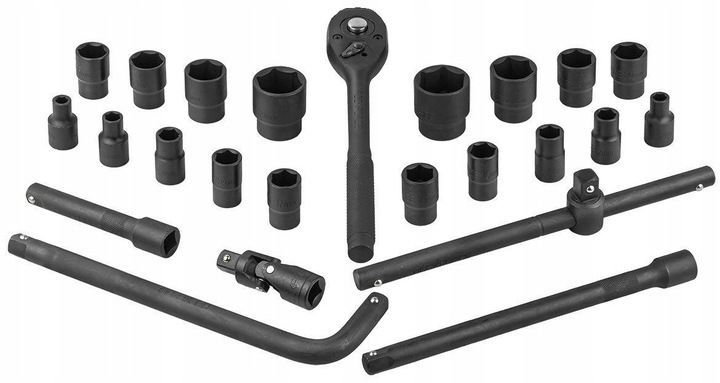 Klucze nasadowe nasadki grzechotka zestaw 1/2" 24el 8-32mm walizka metalowa zdjęcie 3