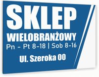 nadruk UV TABLICZKA reklamowa szyld SKLEP WIELOBRANŻOWY DIBOND 40x30 cm
