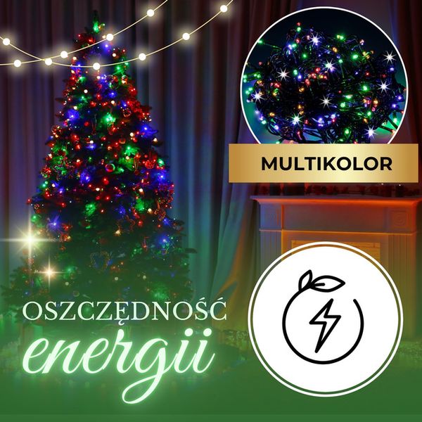 Lampki choinkowe 300 led multikolor 22,5 m oświetlenie świąteczne wewnętrzne zdjęcie 4