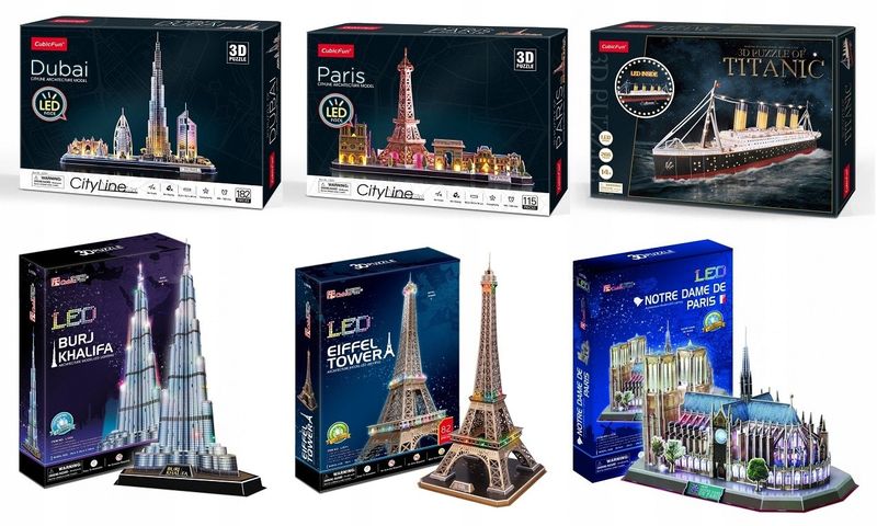 Puzzle 3D Notre Dame Cubic Fun LED Prezent zdjęcie 6